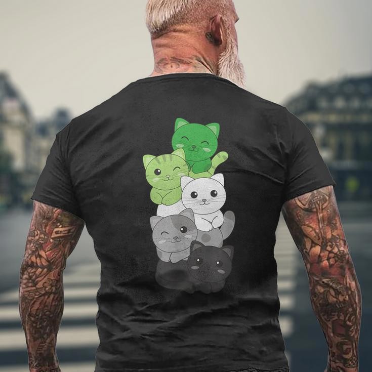 Aromantic Flag Pride Lgbtq Cats Aromantic Cat Men's T-shirt Back Print Gifts for Old Men