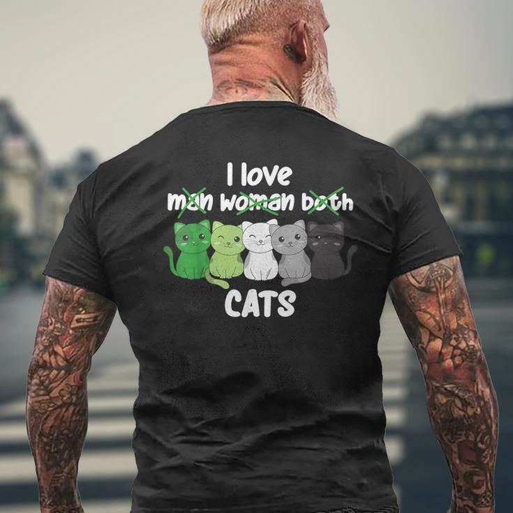 Aromantic Flag Pride Lgbtq Cats Cute Aromantic Cat Men's T-shirt Back Print Gifts for Old Men
