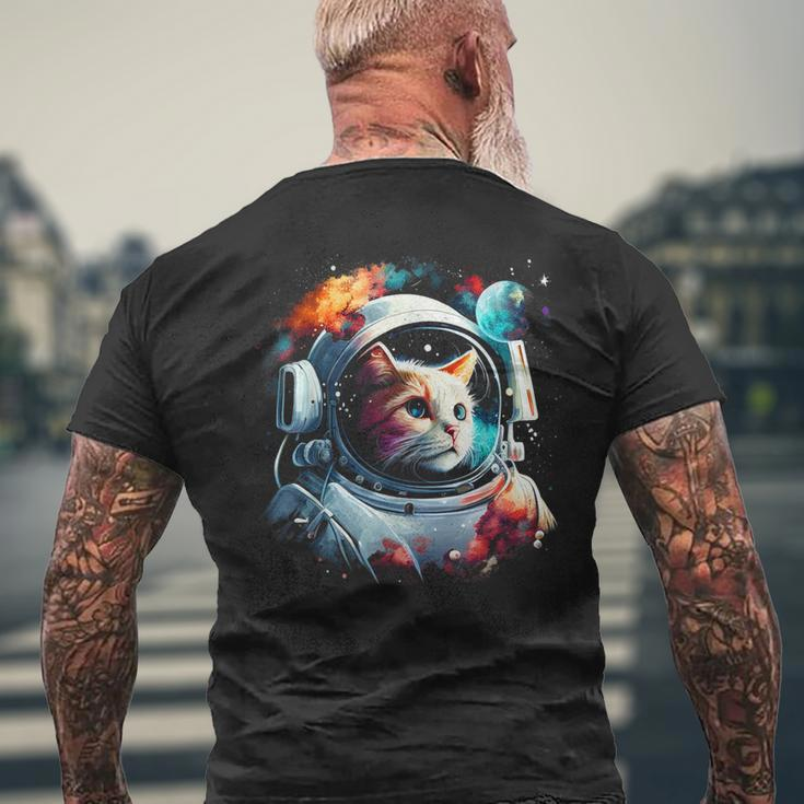 Astronaut Cat Or Space Cat On Galaxy Cat Lover Men's T-shirt Back Print Gifts for Old Men