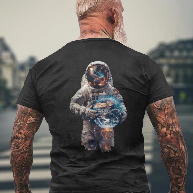 Astronaut Holds Earth In Space Men's T-shirt Back Print Gifts for Old Men