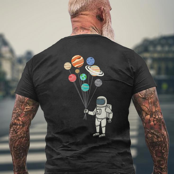 Astronaut Planets Balloons Solar Space Birthday Party Men's T-shirt Back Print Gifts for Old Men