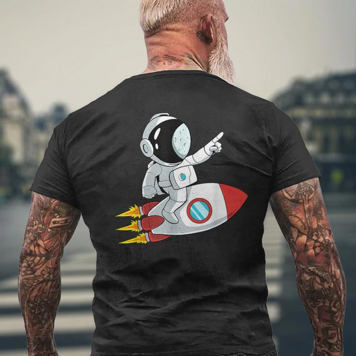 Astronaut und Rakete im Weltraum Kurzärmliges Herren-T-Kurzärmliges Herren-T-Shirt, Unisex Schwarz Geschenke für alte Männer