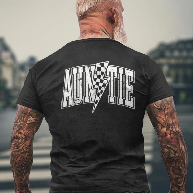 Auntie Hosting Race Car Pit Crew Checkered Birthday Party Men's T-shirt Back Print Gifts for Old Men