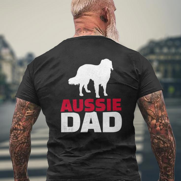 Aussie Australian Shepherd Dad Mens Back Print T-shirt Gifts for Old Men