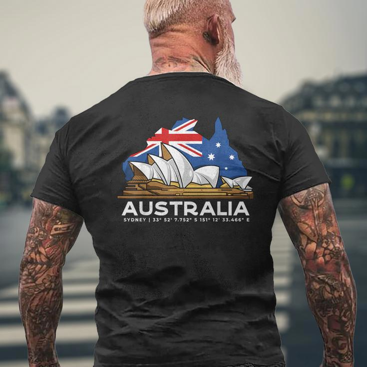 Australia Sydney Gps Coordinates Opera House Men's T-shirt Back Print Gifts for Old Men