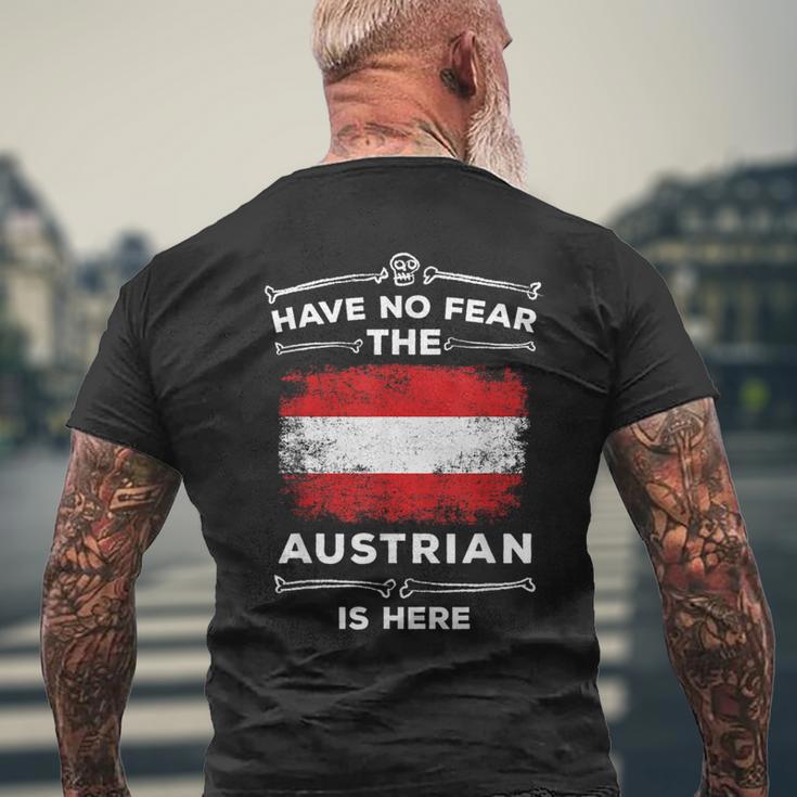 Austria Austrian Flag Have No Fear Austrian Is Here Men's T-shirt Back Print Gifts for Old Men