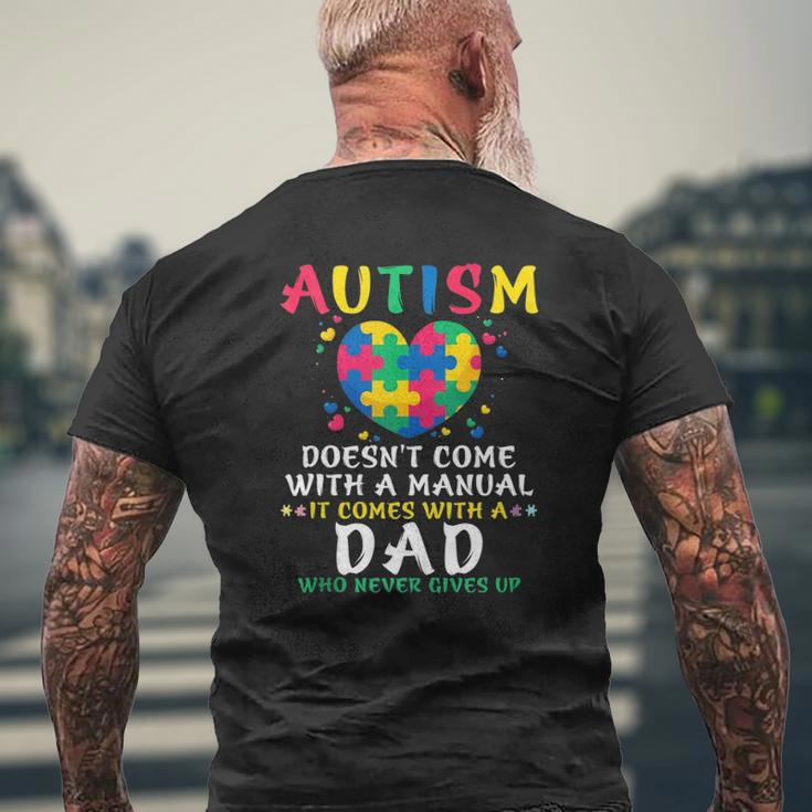 Autism Doesn't Come With Manual Dad Autism Awareness Puzzle Mens Back Print T-shirt Gifts for Old Men