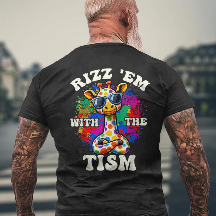 Autism Rizz Em With The Tism Meme Autistic Giraffe Men's T-shirt Back Print Gifts for Old Men