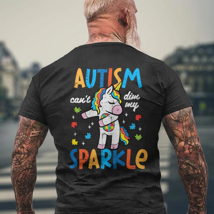 Autism Unicorn Floss Cant Dim My Sparkle Awareness Girls Kid Men's T-shirt Back Print Gifts for Old Men