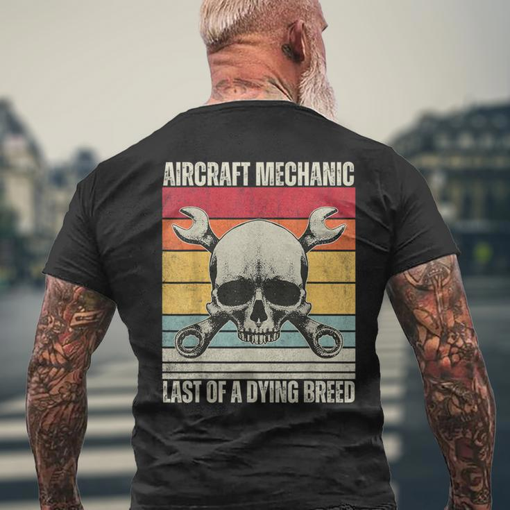 Aviation Mechanic Vintage Skull Vintage Aircraft Mechanic Men's T-shirt Back Print Gifts for Old Men