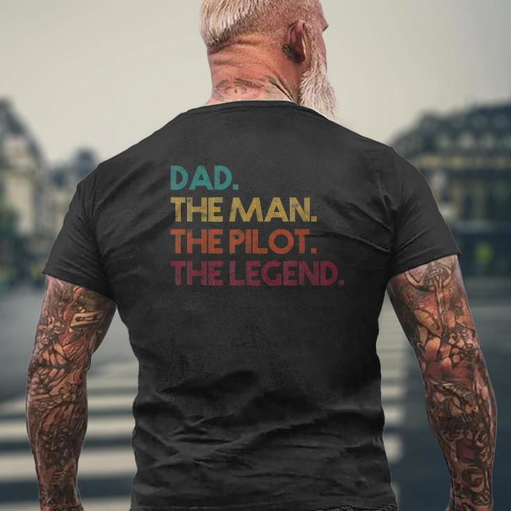 Aviation Retro Style Dad The Man Pilot Legend Dad Mens Back Print T-shirt Gifts for Old Men