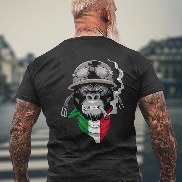 Aviator-Gorilla Grafik-Kurzärmliges Herren-T-Kurzärmliges Herren-T-Shirt, Italienisches Flaggen-Schal Design, Schwarz Geschenke für alte Männer