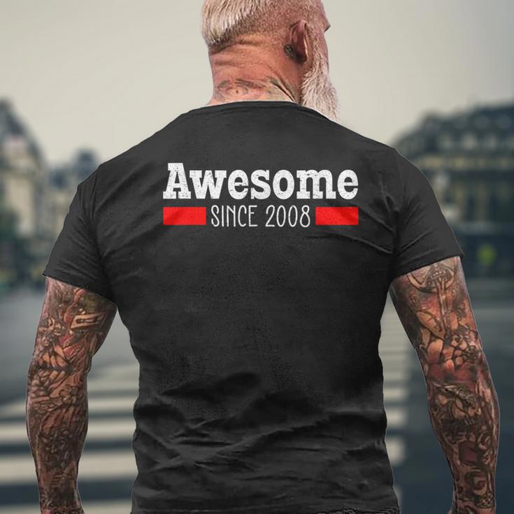 Awesome Since 2008 14 Years Old 14Th Birthday Vintage Men's T-shirt Back Print Gifts for Old Men