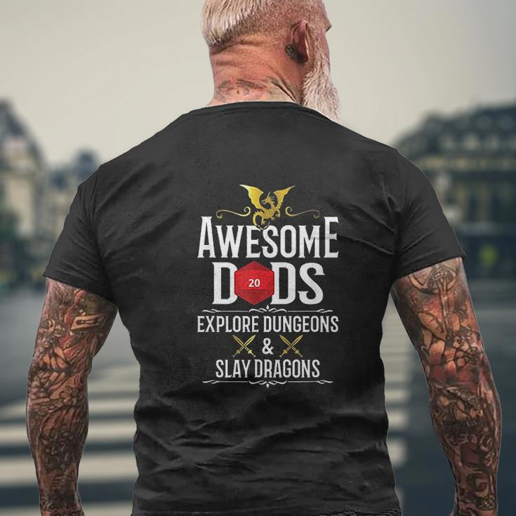 Awesome Dads Explore Dungeons And Slay Dragons Mens Back Print T-shirt Gifts for Old Men
