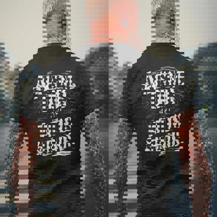 Awesome Dads Have Tattoos And Beards Father's Day July 4Th Men's T-shirt Back Print Gifts for Old Men