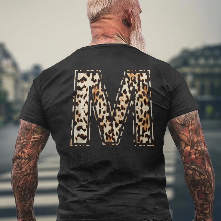 Awesome Letter M Initial Name Leopard Cheetah Print Men's T-shirt Back Print Gifts for Old Men