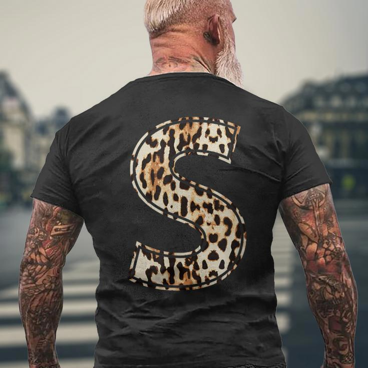 Awesome Letter S Initial Name Leopard Cheetah Print Men's T-shirt Back Print Gifts for Old Men