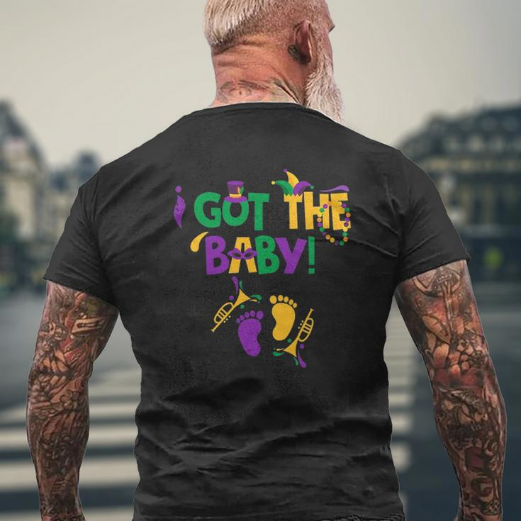 I Got The Baby Mardi Gras Pregnancy Announcement Outfit Mens Back Print T-shirt Gifts for Old Men