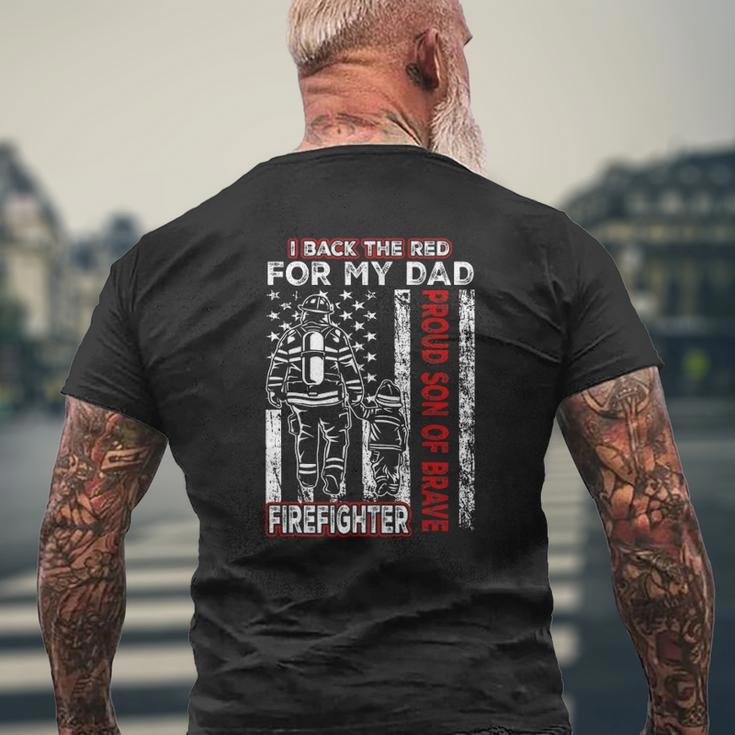 I Back The Red For My Dad Proud Son Firefighter Father's Day Mens Back Print T-shirt Gifts for Old Men