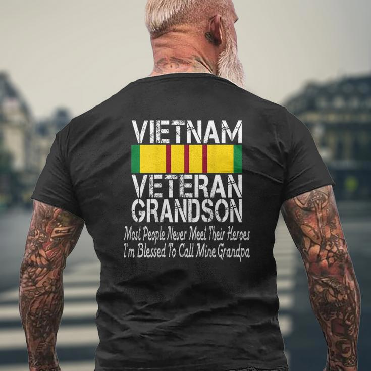 Print On Back Vintage Proud Vietnam Veteran Grandson Mens Back Print T-shirt Gifts for Old Men