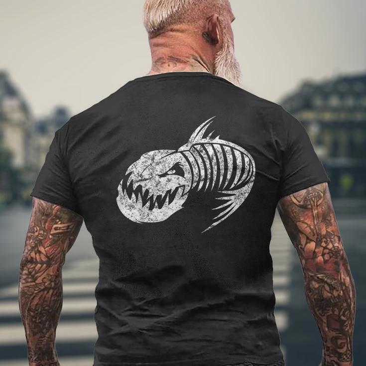 Badass Fish Bone Skeleton Vintage Men's T-shirt Back Print Gifts for Old Men