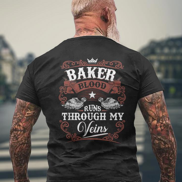 Baker Blood Runs Through My Veins Family Name Vintage Men's T-shirt Back Print Gifts for Old Men
