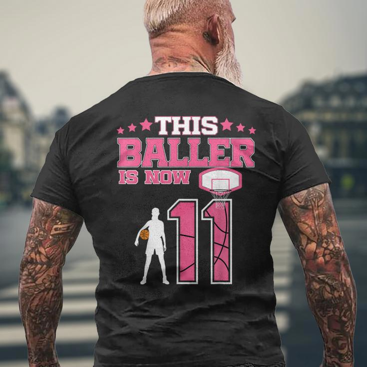 This Baller Is Now 11 Year Old Basketball 11Th Birthday Girl Men's T-shirt Back Print Gifts for Old Men