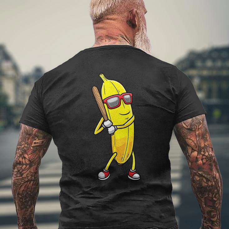 Banana Playing Baseball Fruit Lover Baseball Player Men's T-shirt Back Print Gifts for Old Men