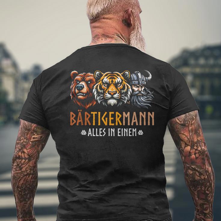 Bärtigermann Alles In Ein Bear Tiger Maniking T-Shirt mit Rückendruck Geschenke für alte Männer