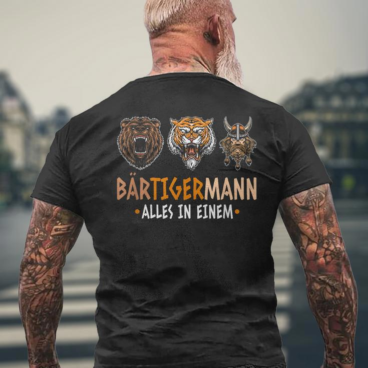 Bärtigermann Alles In Einem Bär Tiger Viking Man T-Shirt mit Rückendruck Geschenke für alte Männer