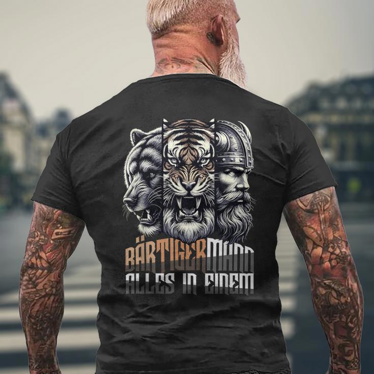 Bärtigermann Alles In Einem Wikinger T-Shirt mit Rückendruck Geschenke für alte Männer