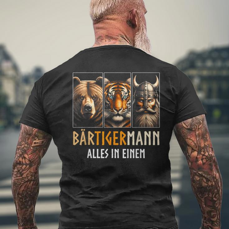 Bärtigermann All In One Retro Viking Black T-Shirt mit Rückendruck Geschenke für alte Männer