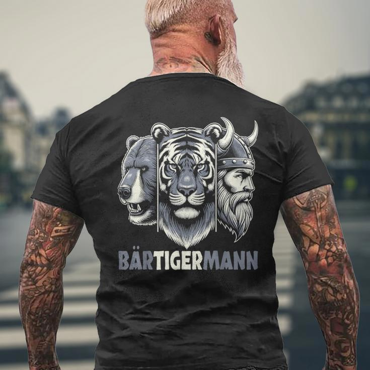 Bärtigermann Viking Beard Full Beard Tiger Man Black T-Shirt mit Rückendruck Geschenke für alte Männer