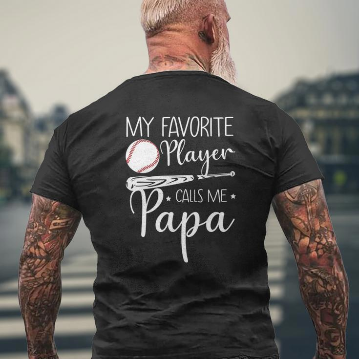 Baseball My Favorite Player Calls Me Papa Grandpa Mens Back Print T-shirt Gifts for Old Men