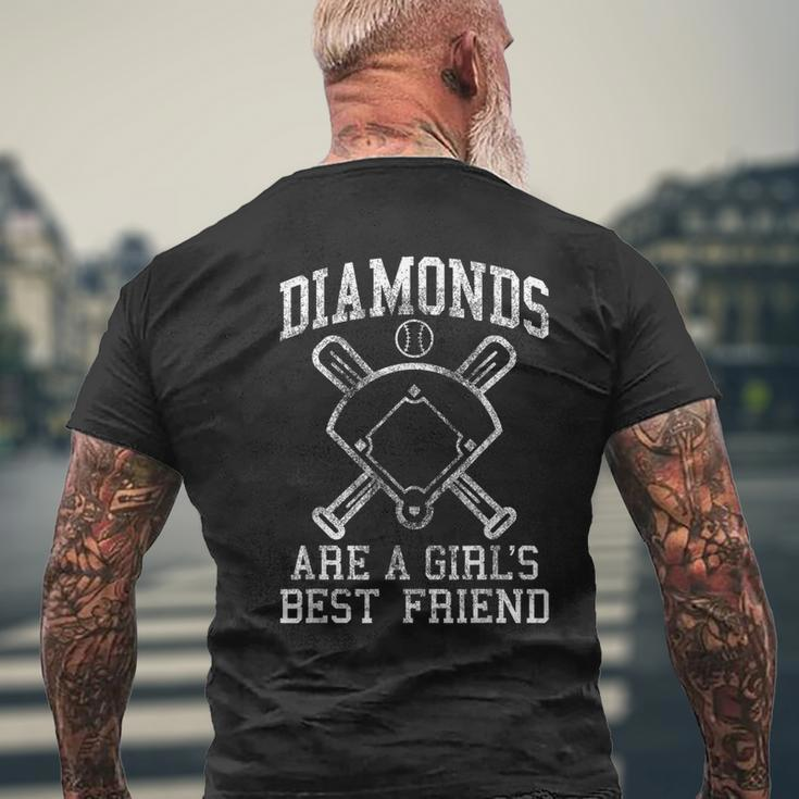 Baseball Girls Diamonds Are A Girls Best Friend Baseball Men's T-shirt Back Print Gifts for Old Men