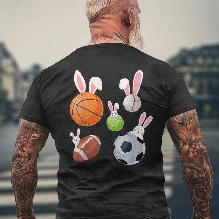 Basketball Baseball Football Soccer Sports Easter Bunny Men's T-shirt Back Print Gifts for Old Men