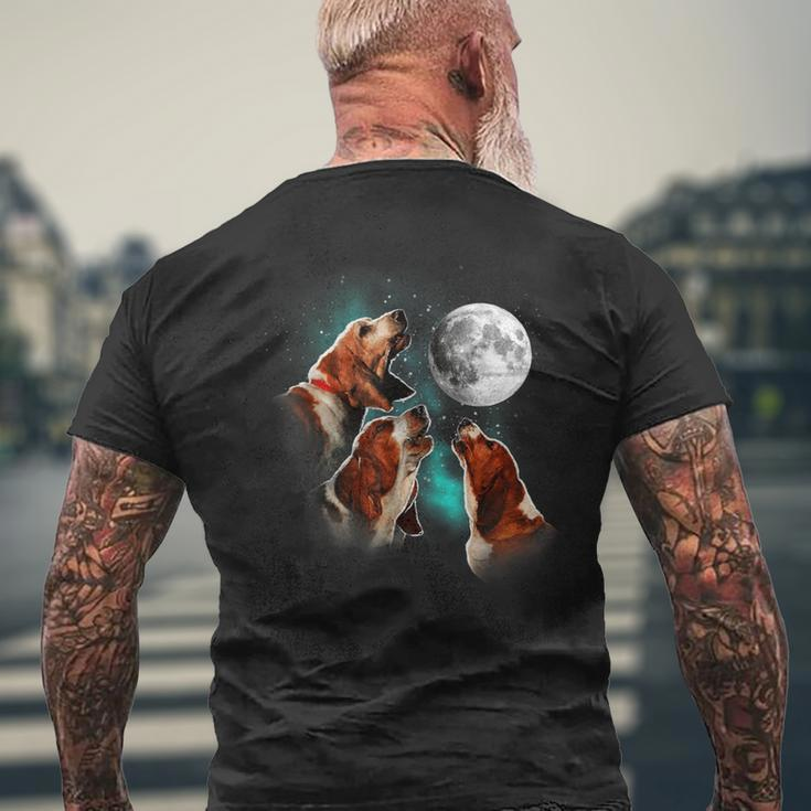 Basset Hound Howling At The Moon Basset Hound Men's T-shirt Back Print Gifts for Old Men