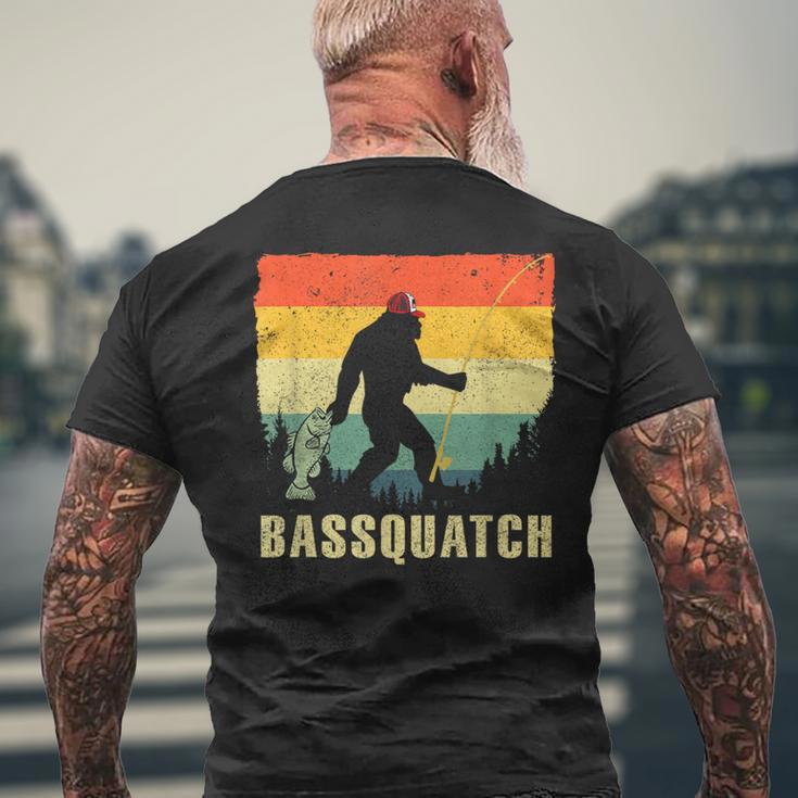 Bassquatch Bass Fishing Sasquatch Retro 80S Fisherman Men's T-shirt Back Print Gifts for Old Men