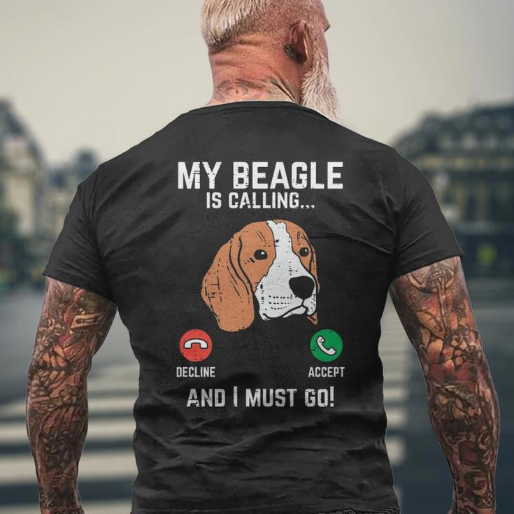 Beagle Is Calling I Must Go Pet Dog Lover Owner Men's T-shirt Back Print Gifts for Old Men