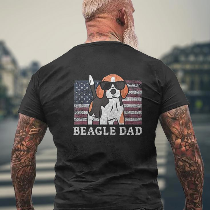 Beagle Dad American Flag Mens Back Print T-shirt Gifts for Old Men