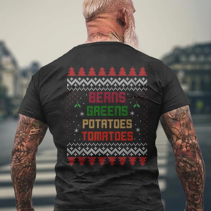 Beans Greens Potatoes Tomatoes Thanksgiving Men's T-shirt Back Print Gifts for Old Men