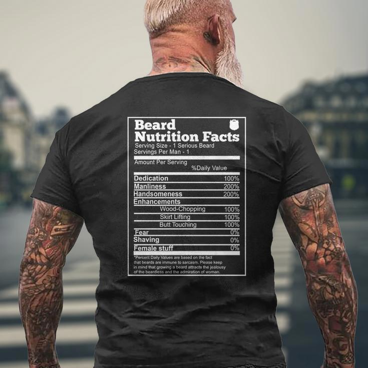 Beard Nutrition Fact Mens Back Print T-shirt Gifts for Old Men