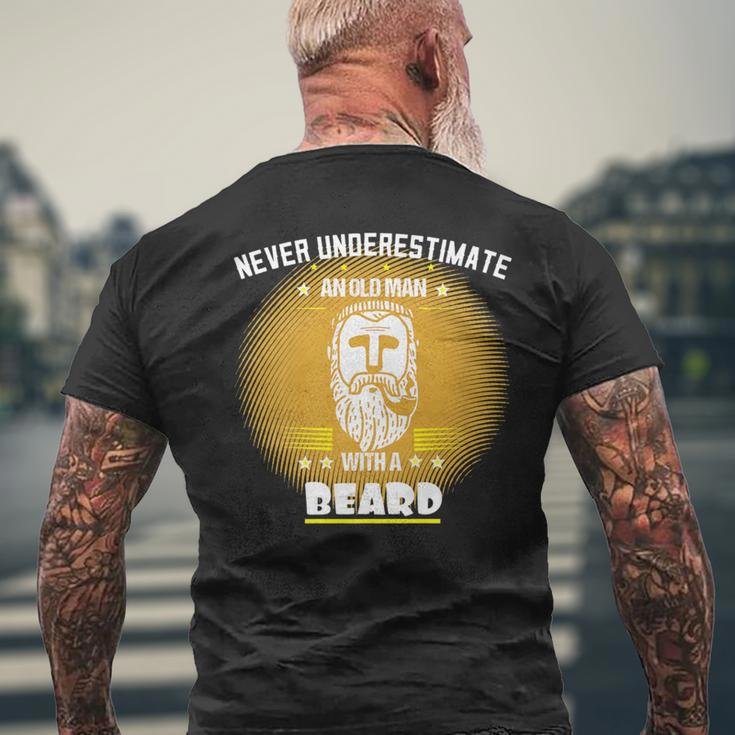Bearded Grandpa Never Underestimate Men's T-shirt Back Print Gifts for Old Men