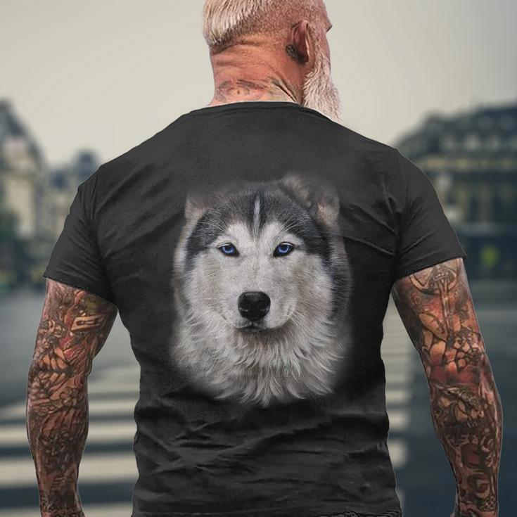 Beautiful Siberian Husky Dog Face Men's T-shirt Back Print Gifts for Old Men
