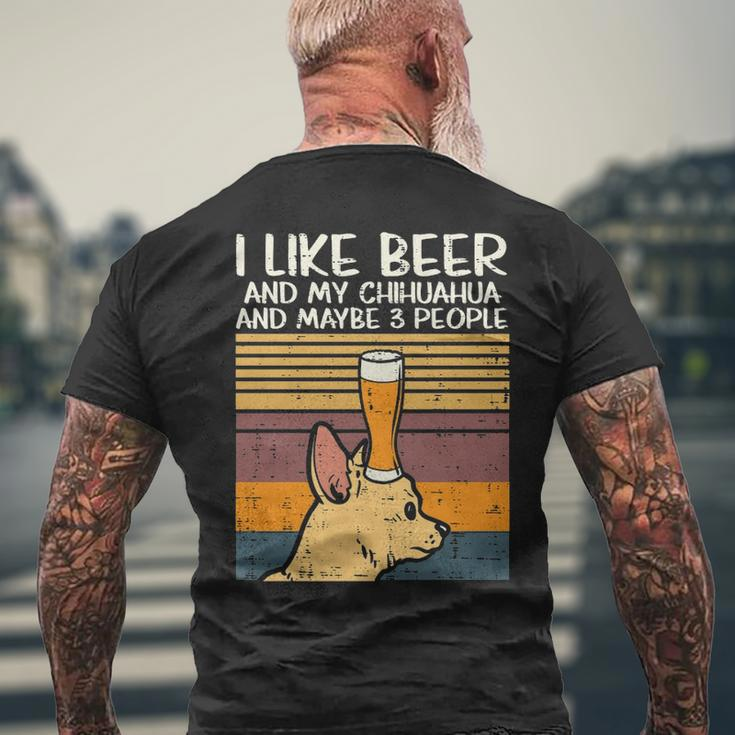 Beer Chihuahua 3 People Chiwawa Pet Drinking Dog Lover Men's T-shirt Back Print Gifts for Old Men