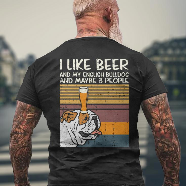 Beer English Bulldog 3 People Drinking Dog Lover Men's T-shirt Back Print Gifts for Old Men