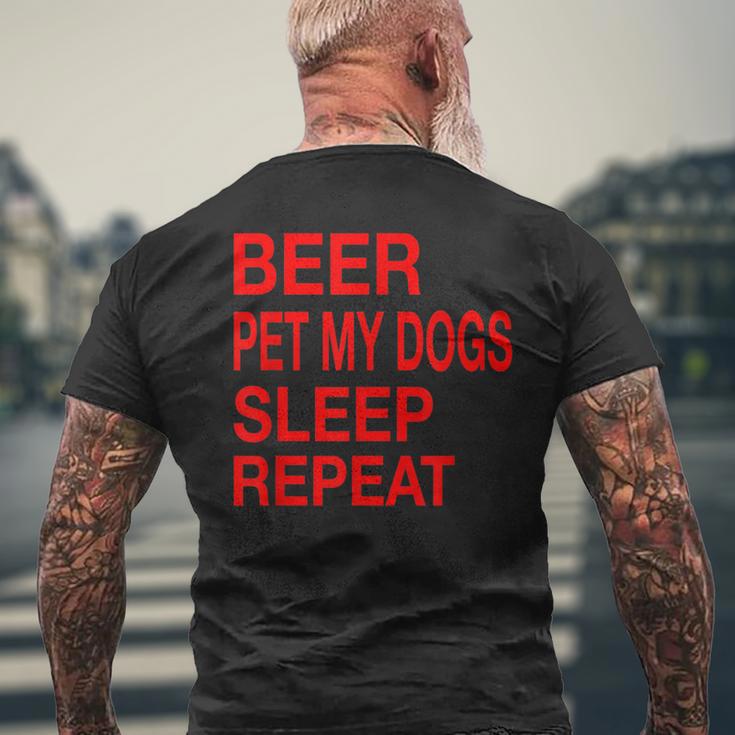 Beer Pet Dogs Sleep Repeat Red LDogLove Men's T-shirt Back Print Gifts for Old Men