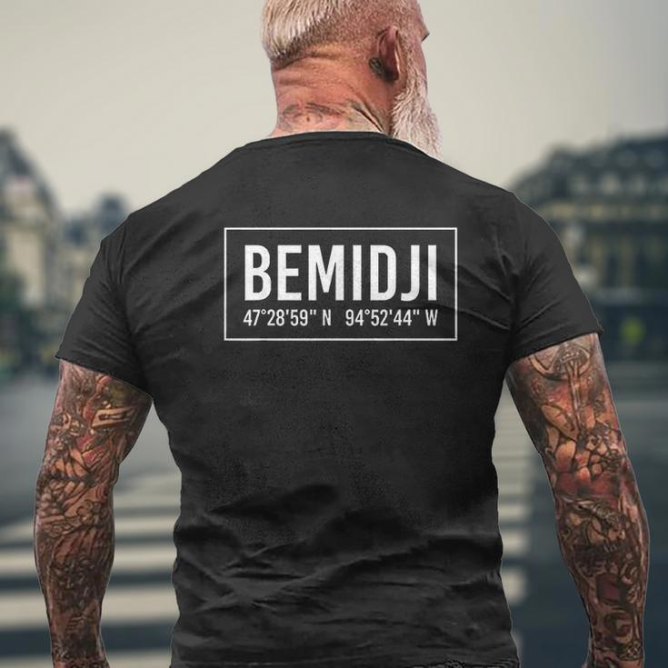 Bemidji Mn Minnesota City Coordinates Home Roots Mens Back Print T-shirt Gifts for Old Men