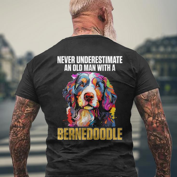 Bernedoodle Dog Breed Pet Never Underestimate A Old Man Men's T-shirt Back Print Gifts for Old Men