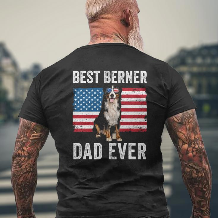 Berner Dad American Flag Dog Lover Owner Bernese Mountain Mens Back Print T-shirt Gifts for Old Men